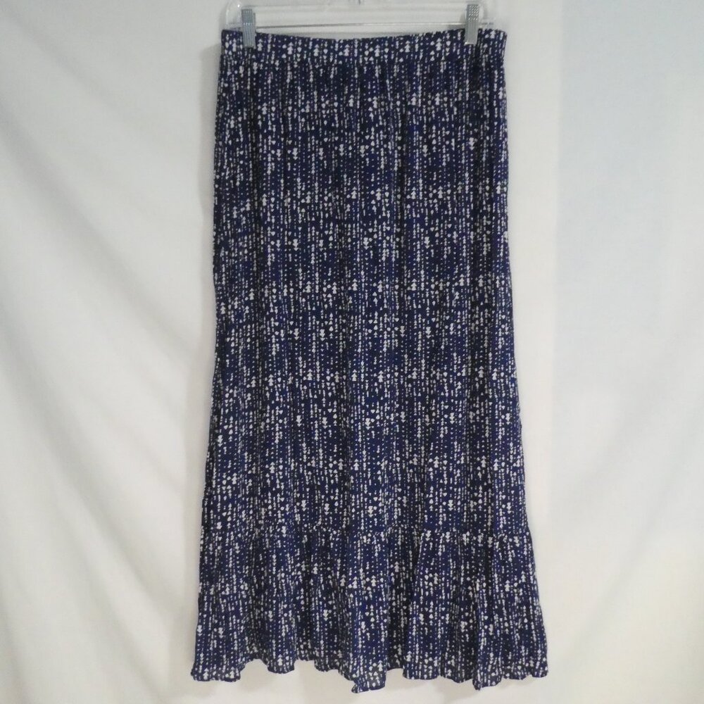 EVERLY | large | Blue and White Patterned Lined Skirt | Stretchy Waistband | NWT